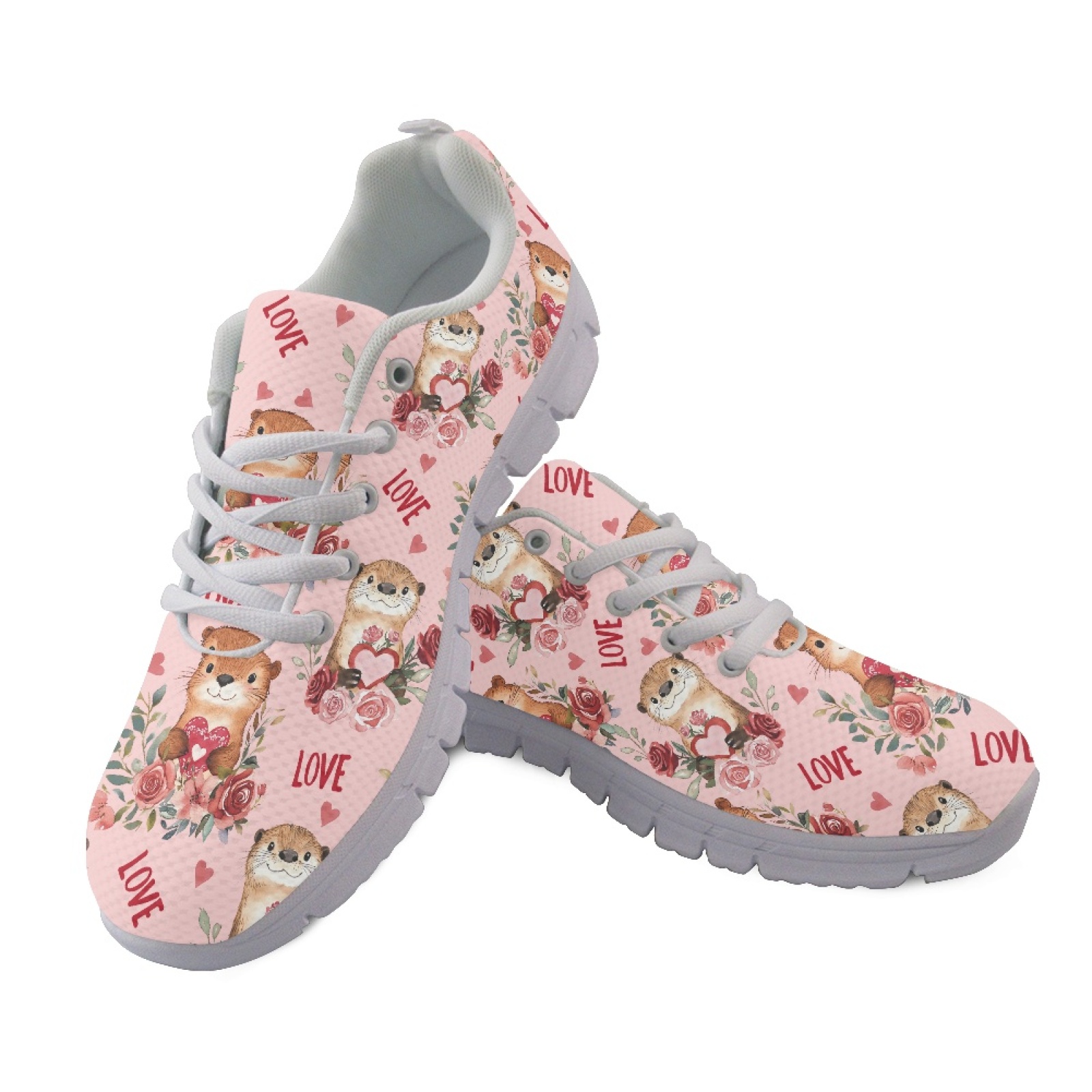 Women Shoes Running - Coloranimal Otter Print Work Shoes Mesh
