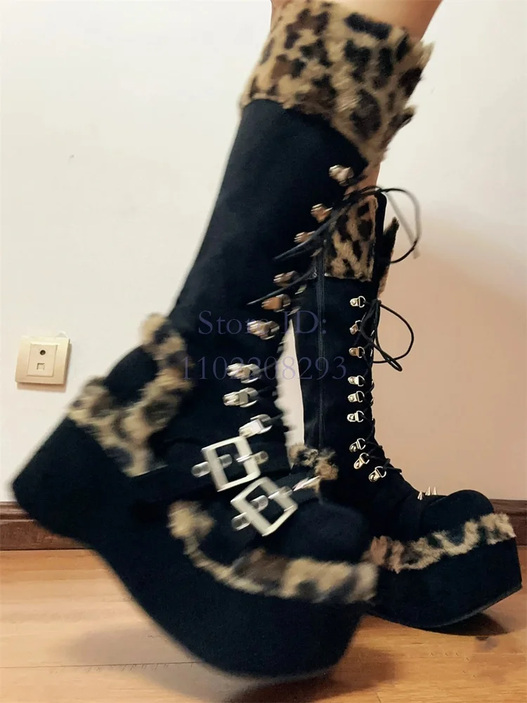 Leopard Fur Knee-high Boots So - Women Shoes Size Chart ulasan dan harga