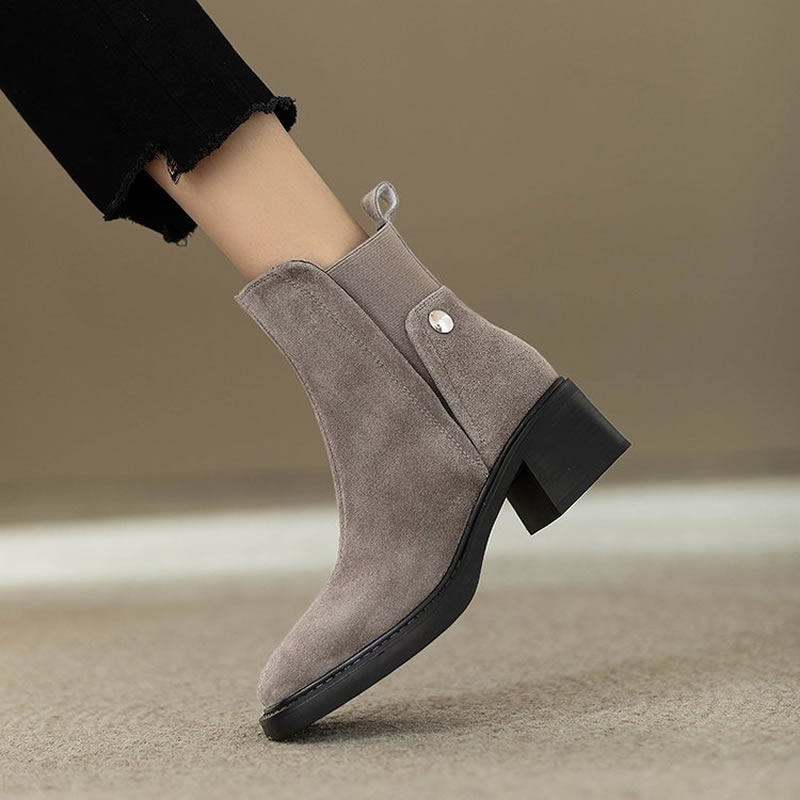 Suede Women Chunky Ankle Boots - Women'S Shoes Trending 2025 ulasan dan harga