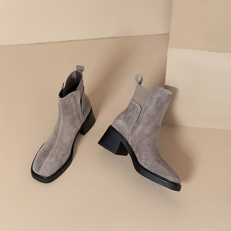 Suede Women Chunky Ankle Boots - Women'S Shoes Trending 2025 ulasan dan harga
