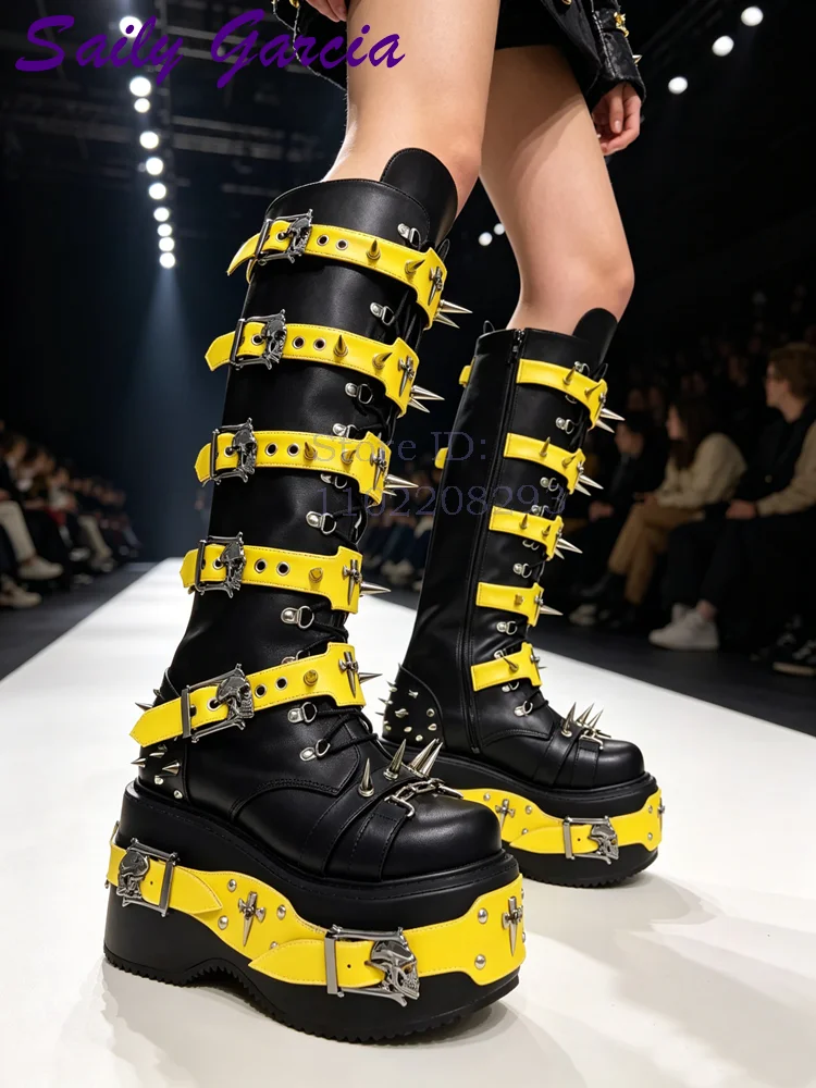 Skull Rivet Punk Knee-high Boo - Women Shoes Size Chart ulasan dan harga