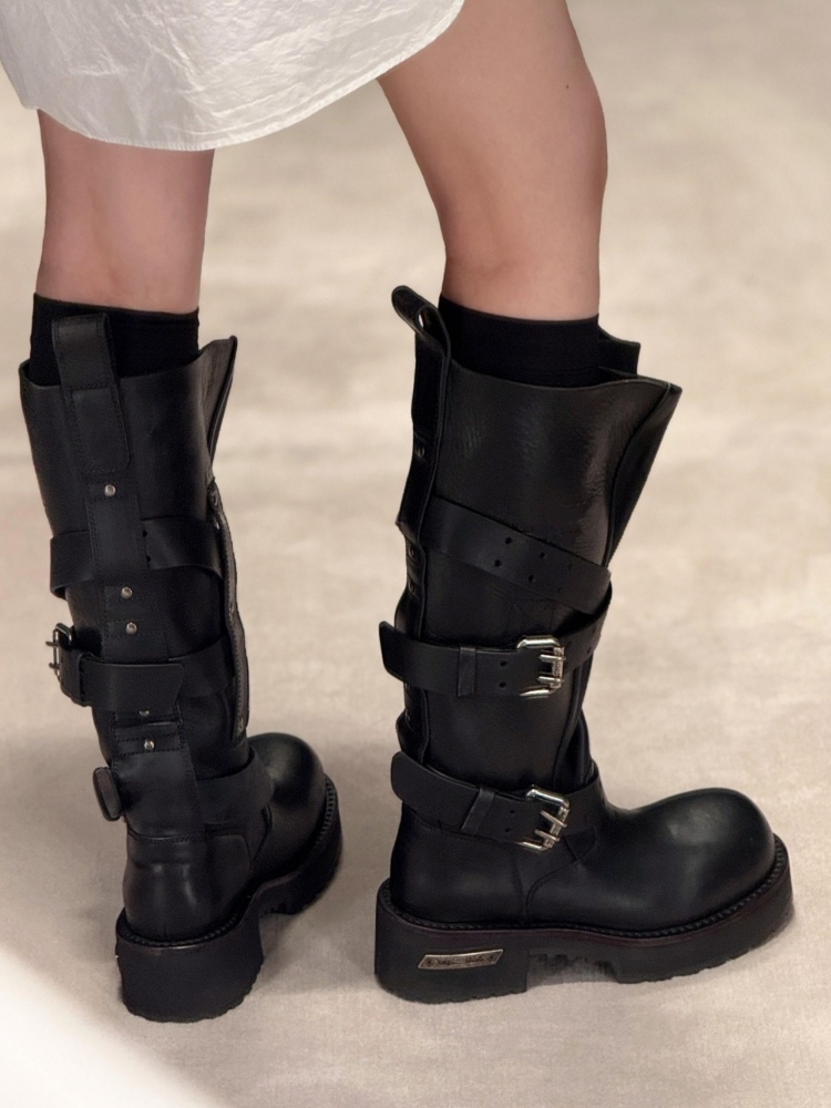 Belt Buckle Black Leather Moto - Women'S Shoes Paris ulasan dan harga