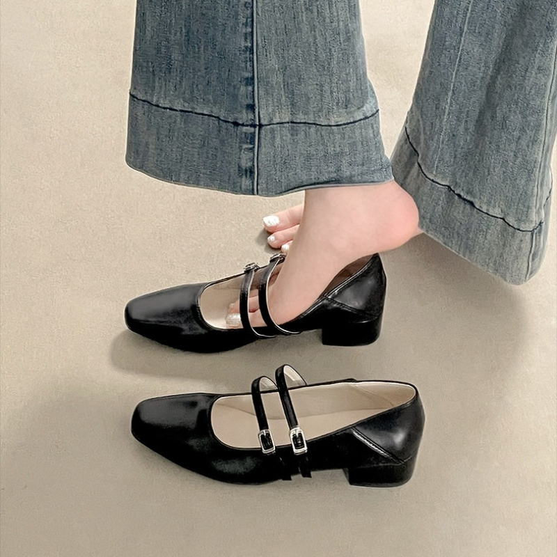 Square Toe Low Heel Women Silv - Women Shoes Casual ulasan dan harga
