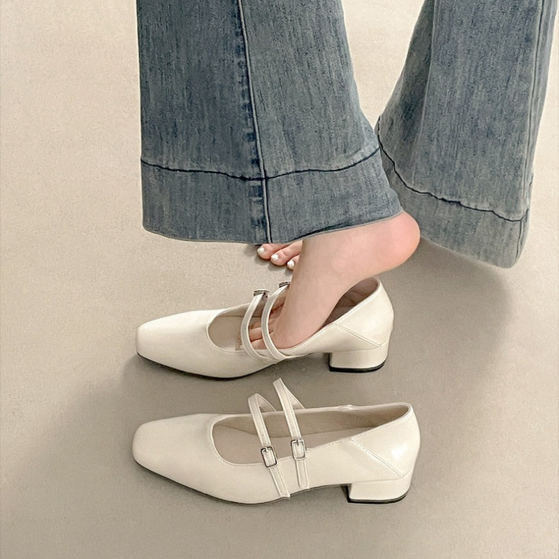 Square Toe Low Heel Women Silv - Women Shoes Casual ulasan dan harga